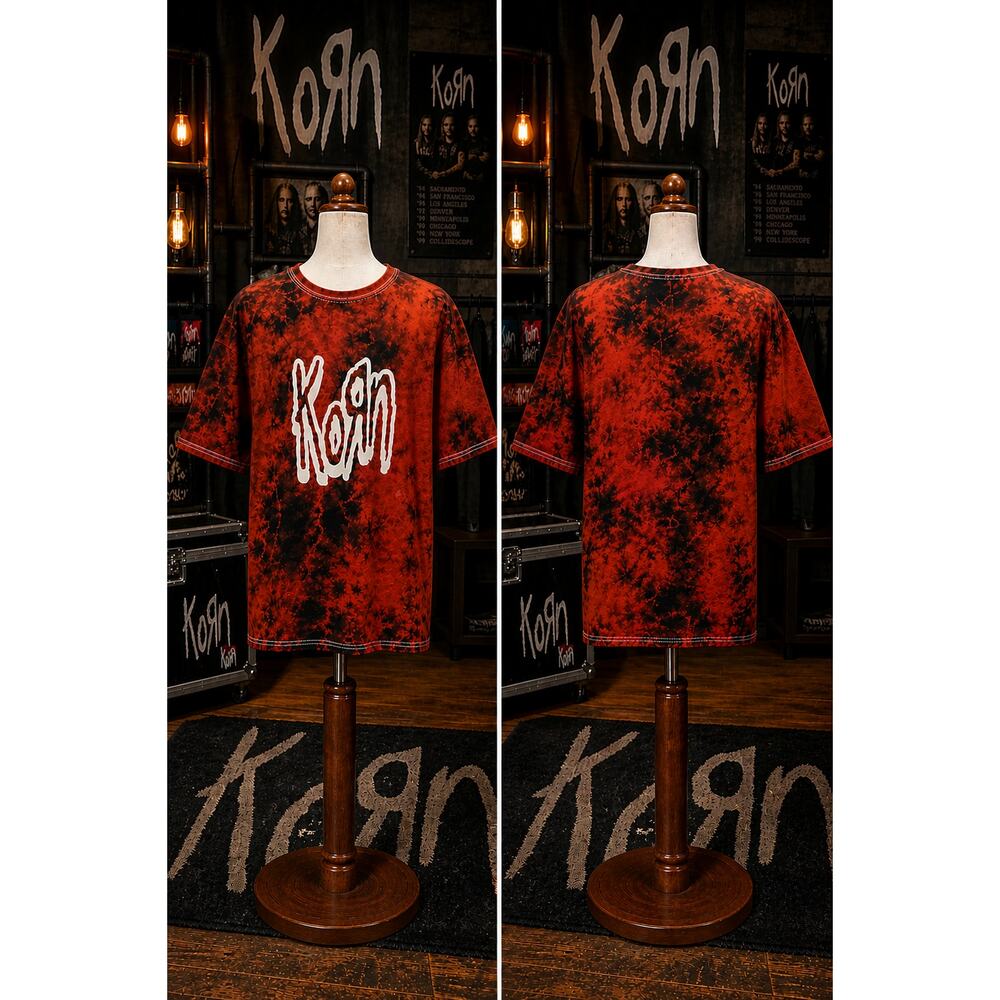 Korn Band Tee XL Red Black Tie Dye Nu Metal Graphic Shirt
